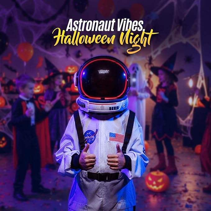 Astronaut Costume for Kids with Helmet, Halloween Costumes for kids Nasa Astronaut Helmet Suit with Movable Visor