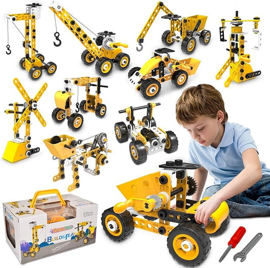 HOMETTER Educational Building Toys, STEM Learning Toy, 10 in 1 Construction Set for Preschool Kids, Engineering Toys Creative Set, Christmas Idea Gift for Boys Age 5 6 7 8 9 10+ Years Old