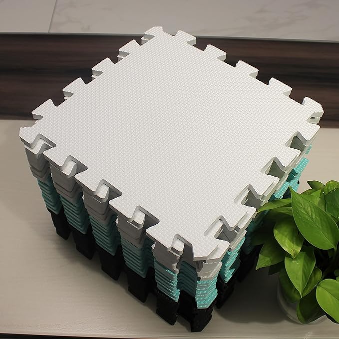 MQIAOHAM® 25 Pieces Puzzle Play Mats, Soft Baby Play Mat, Kids Interlocking Foam Floor Tiles, Toddlers Carpet Playmats G301025-101104108