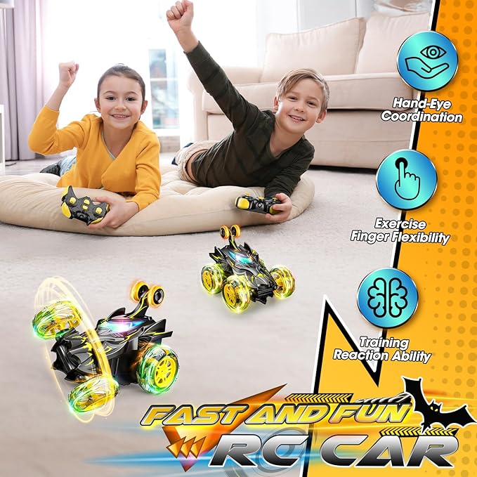 RC Cars Toys for Boys 3 4 5 6 7 8 9 10 Year Old, 360° Flip 4WD Remote Control Stunt Car Kids Toys Indoor Outdoor All Terrain RC Car Christmas Birthday Party Gifts for Kids Boys Age 3-5 4-6 5-7 6-8