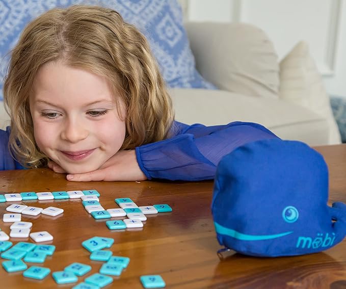 Mobi Educational Math Game - Addition, Subtraction, Multiplication and Division in a Crossword Grid, Numerical Function Tiles, Learning Math Games Kids - for Children Ages 8+