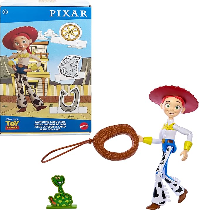 Mattel Disney and Pixar Toy Story Launching Lasso Action Figure & Accessories Set with 12-inch Jessie Collectible Toy, 'Rope' Launcher, Lasso & Snake