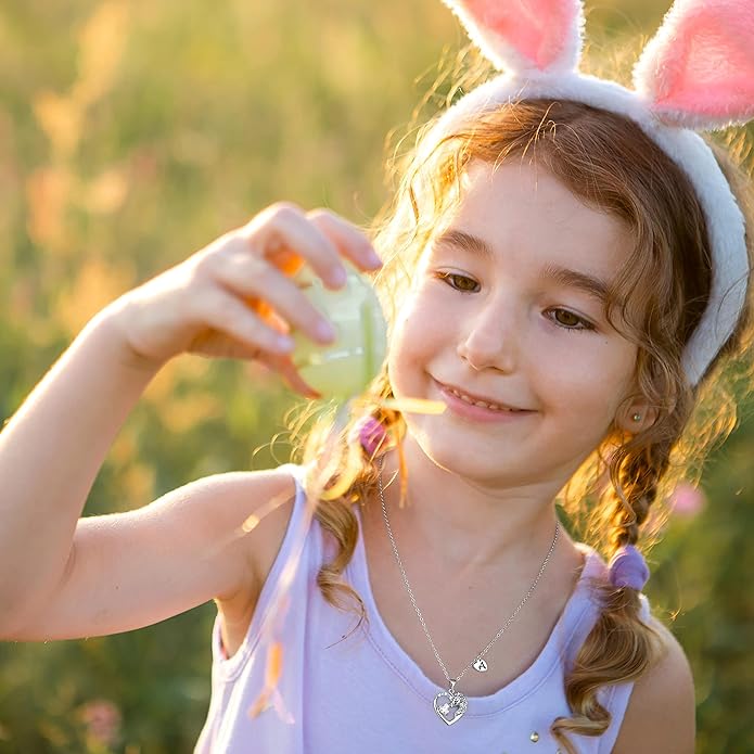 Necklace for Girls Kids Gifts - Colorful CZ Heart Initial Necklaces Unicorn Necklace for Girls Jewelry Birthday Graduation Gifts for Little Girl Kids