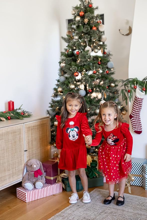 Disney Princess Frozen Minnie Mouse Dress Girls Sparkle Ruffle Tulle Tutu Birthday Party Fall Outfits Clothes Baby to Toddler