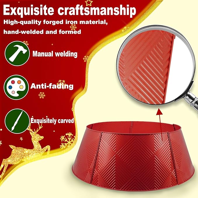 Metal Christmas Tree Collar 28 inch,Voumsil Christmas Tree Ring Collar Stand Cover Real Artificial Trees Indoor Outdoor Decoration