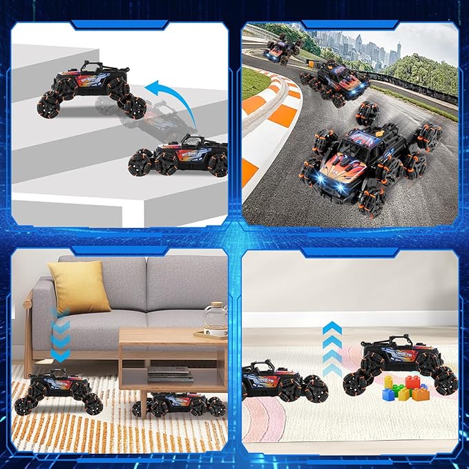 8 Wheels Hand Controlled Rc Stunt Car Toys, Gesture Sensing Remote Control Cars for Boys Age 6 7 8-12 13 14 Year Old, Birthday Gifts Ideas for Kids-Orange