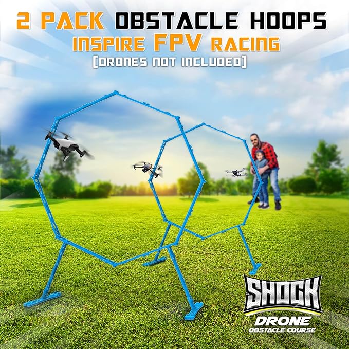 Drone Obstacle Course, Includes 2 Pack Easy to Build Obstacle Hoop, FPV Racing Drone Loop Gate, Suitable Competition RC FPV Racing of Drones or Model Aircraft Games for Age 6-12 Kids or Adults