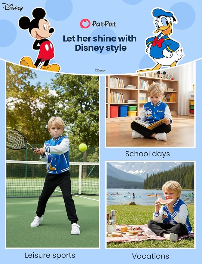 Disney Minnie Mickey Stitch Princess Frozen Elsa Marvel Jacket Lightweight Coat Button up Color Block Sweatshirt 2-14 Years