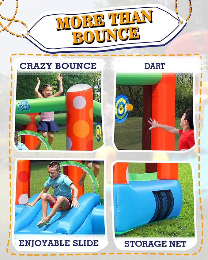 ACTION AIR Bounce House, Inflatable Bounce House with Air Blower, Bouncy Castle with Durable Sewn and Extra Thick, Family Backyard Jump House, Great Gift for Kids
