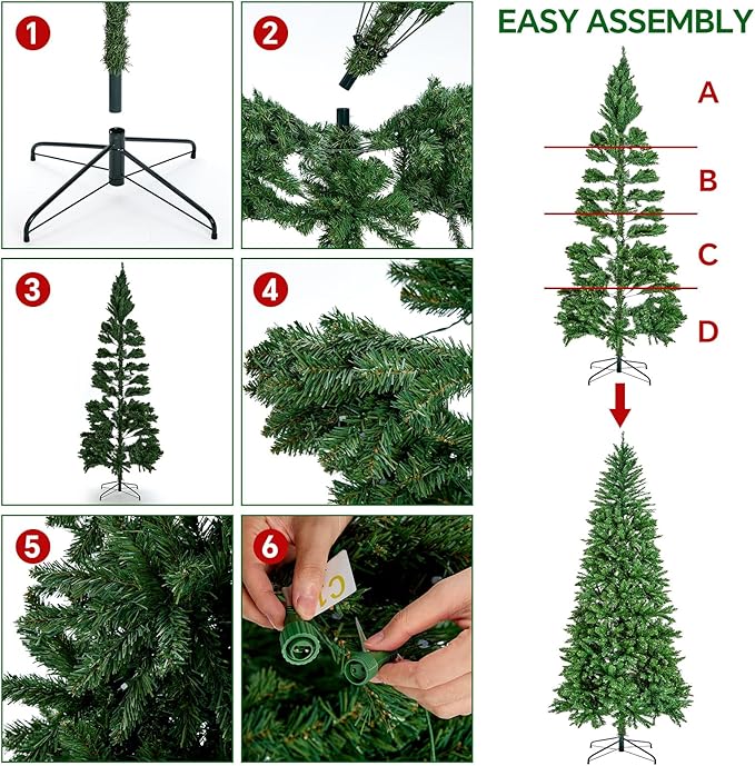 9FT Prelit Christmas Tree with 550 LED Lights, App Controlled Artificial Christmas Tree with Multi-Color RGB Lights & Music Sync, Slim Pencil Christmas Tree for Home Christmas Decorations