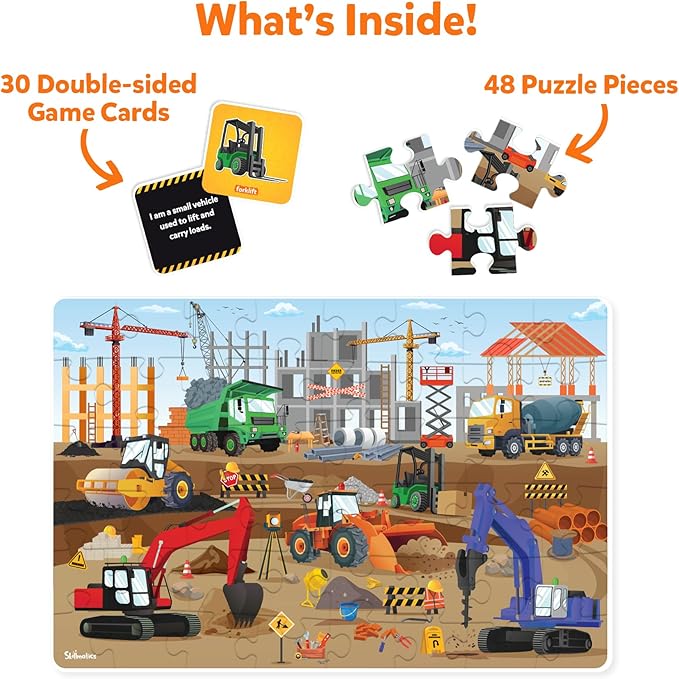 Skillmatics Floor Puzzle & Game - Piece & Play Construction Site, Jigsaw & Toddler Puzzles, Educational Toy, Gifts for Boys & Girls Ages 3, 4, 5, 6, 7 (48 Pieces, 2 x 3 feet)