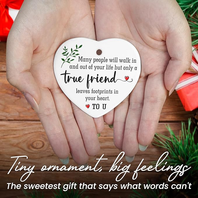 OASSIE Christmas Friendship Gifts for Women Men - Ceramic Friends Christmas Ornaments 2025 - Friendship Ornaments for Tree Decorations, Bestie Friend Birthday Gifts for Women, BFF Gift for Friend