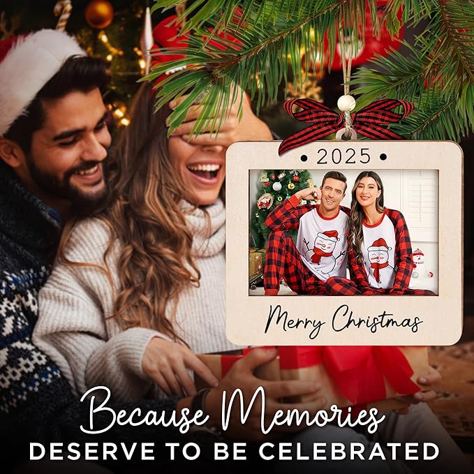 2025 Christmas Ornament Picture Frame - Couple Photo Frame Ornaments - Picture Frame Ornament For Tree - Merry Christmas Ornaments With Picture Insert - Christmas Gift For Family, Friends