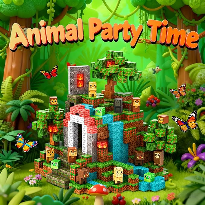 120 PCS Magnetic Blocks for Kids Ages 3 4 5 6 7 8 9 10, STEM Sensory Animal Magnetic Toys, Christmas Birthday Gifts for Toddlers Boys & Girls