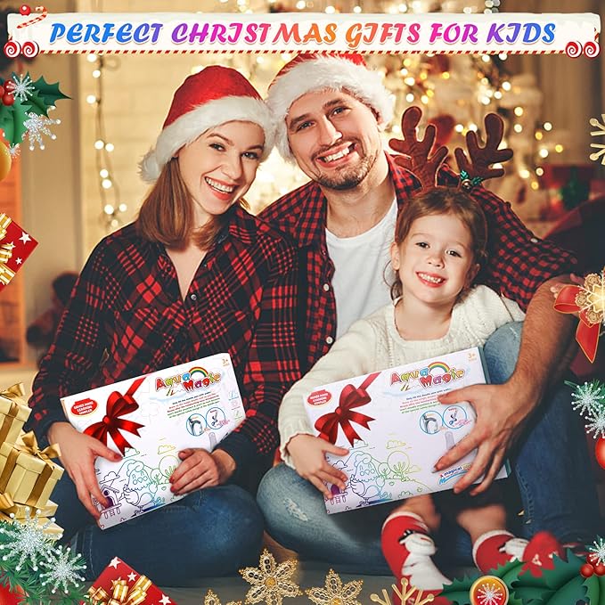 Water Doodle Mat Kids Toys, 40 X 30 Inch Large Water Painting Drawing Mat, Toddler Toys for Age 3 4 5 6 7 Year Old Girls Boys Birthday Gift, Mess Free Coloring Painting Learning Toys