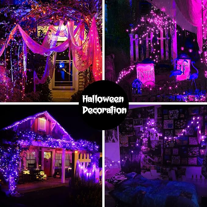 LetsFunny Purple String Lights, 300 LED Christmas Lights Outdoor with 8 Modes, 108FT - UL Certified Outdoor & Indoor Christmas Decorations Fairy Lights for Tree, Garden, Party, Wedding, Halloween