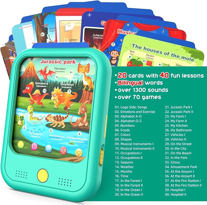 Kids Learning Tablet Educational Learning Pad for Toddlers 2-5 to Learn Alphabets, Numbers, Foods, Time, Music, Vehicles, Tablet Toy for Toddlers Ages 2 3 4 5 6 Years Old