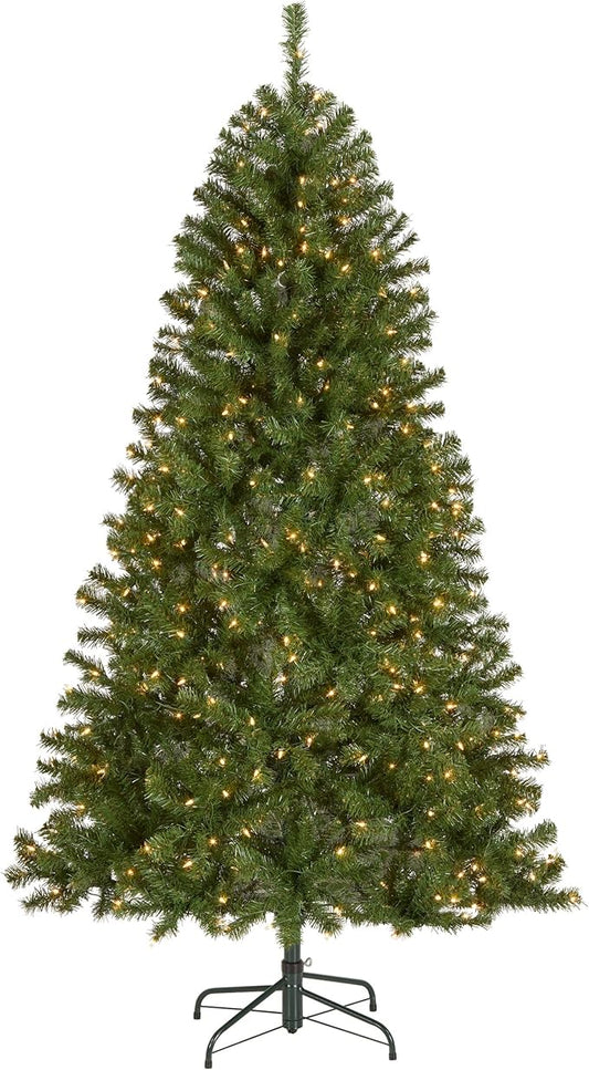 National Tree Company 6.5 ft Pre-Lit North Valley Spruce Artificial Christmas Tree, 450 Clear Lights, 816 Tips, Includes Stand, Green