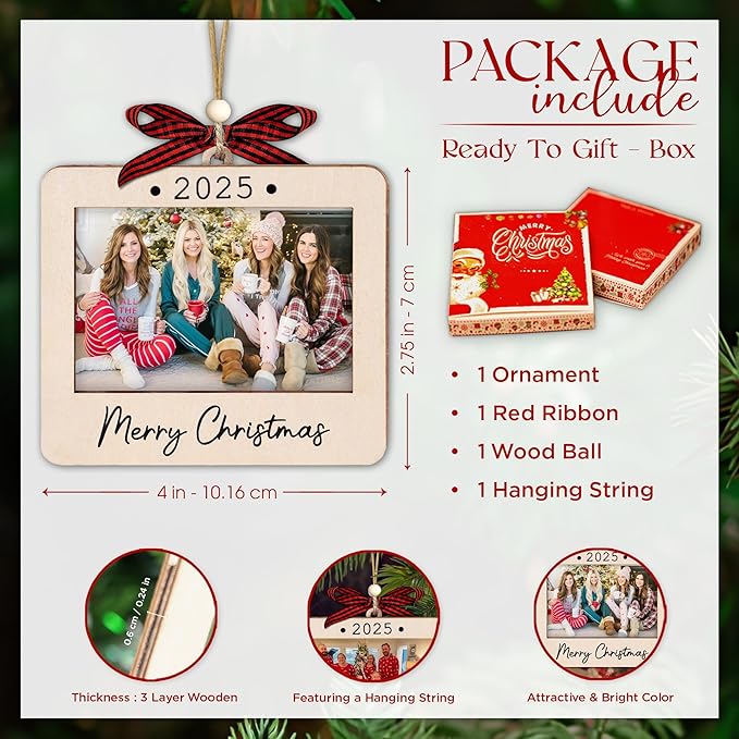 2025 Christmas Ornament Picture Frame - Polaroid Friends Photo Frame Ornaments - Picture Frame Ornament For Tree - Merry Christmas Ornaments With Picture Insert - Christmas Gift For Friends