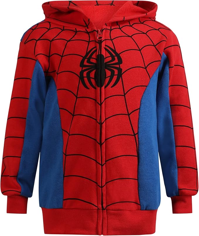 Marvel Avengers Captain America and Spider-Man Boys Zip-Up Hoodie for Toddlers and Big Kids