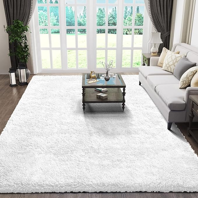 Ophanie 6x9 White Rugs for Living Room, Large Fluffy Shag Fuzzy Plush Soft Living Room Area Rugs, Floor Shaggy Carpets for Bedroom, Carpet for Kids Boys Girls Dorm Nursery Home Decor Aesthetic