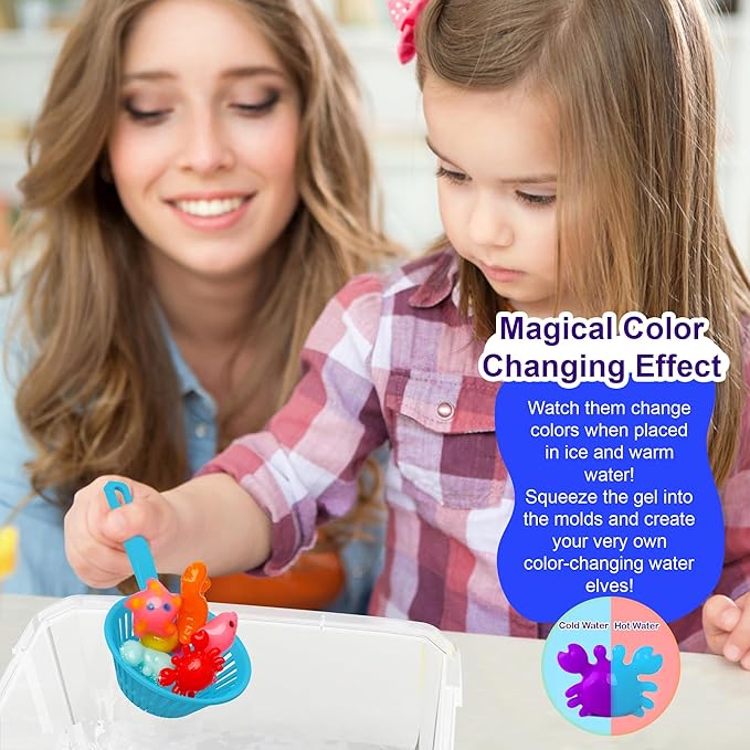 Kiditos Magic Water Elf Toy Kit, Aqua Fairy Water Gel Kit-16 Magic Gels & 12 Molds–Make Your Own Water Pets & Squishy Toys–Fun Summer DIY Craft Kit, Birthday Gifts & Party Favors for Kids Ages 3+