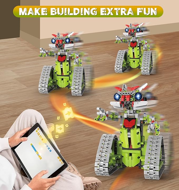 5 in 1 STEM Robot Building Kit, APP & Remote Control Robotics Building Toys, 705 Pcs DIY Building Robot/RC Car/Tank with Light, Building Toy Gifts for Boys Girls Kids 8-16 Science Learning