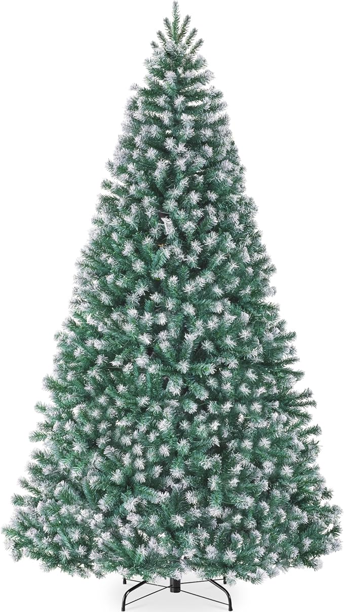Best Choice Products Artificial Frosted Christmas Tree, 9ft Premium Unlit Realistic Spruce Holiday Décor w/Dense Branches, Metal Base – Blue Spruce