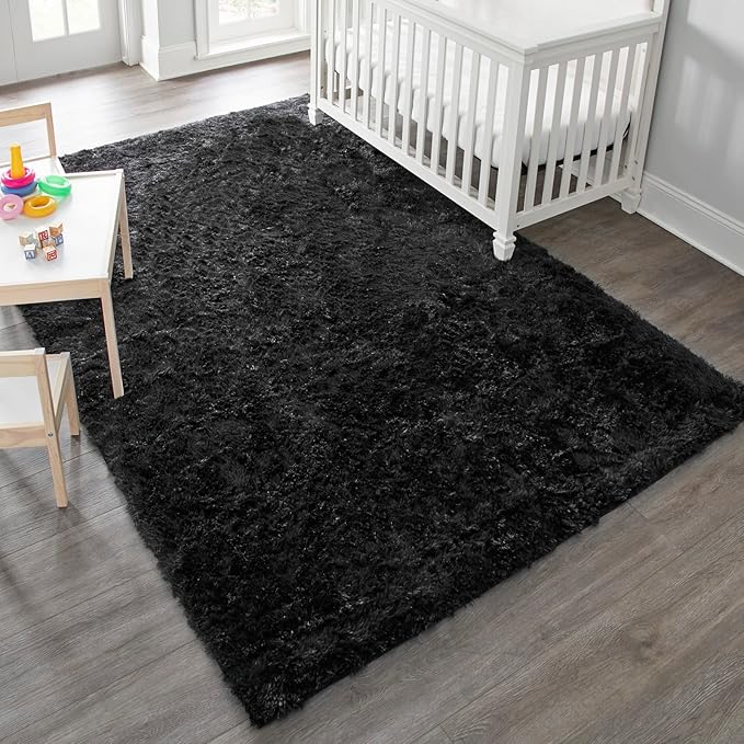 Ophanie 6x9 Black Rugs for Living Room, LargeFluffy Shag Fuzzy Plush Soft Living Room Area Rugs, Floor Shaggy Carpets for Bedroom, Carpet for Kids Boys Girls Dorm Nursery Home Decor Aesthetic