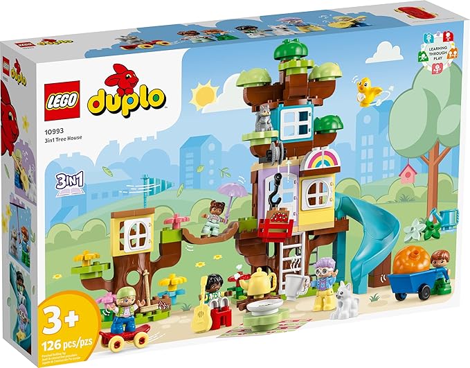 LEGO DUPLO 3in1 Tree House 10993 Creative Building Toy for Toddlers, Includes 8 Figures for Teaching Social Skills, Playing Together and Group Play, Great Birthday Gift for Kids