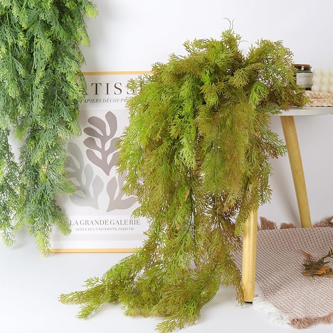 RECUTMS Christmas Artificial Plants Ferns Fake Vines Hanging Ivy Decor Plastic Greenery for Wall Indoor Outdoor Baskets Wedding Garland Pack of 3 (Autumn)