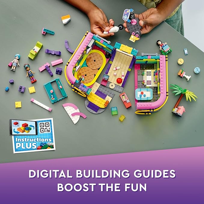 LEGO Friends Roller Disco Arcade Set 41708, Toy Bowling Game, Andrea Mini-Doll Included, Birthday Present Idea for Kids, Girls and Boys 7+, Fun Playset for Creative Play