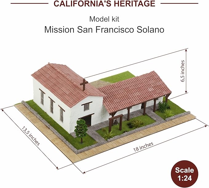 California Mission San Francisco Solano – 3D Mini-Bricks Architecture Kit, 1250 Pieces, Plaster Brick Construction Set, Stem Educational Model for Teens & Adults