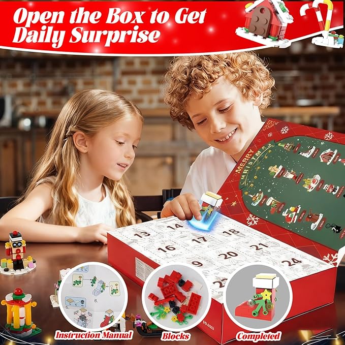 2025 Advent Calendar Building Set, Christmas Buiding Blocks for Kids, 24 Days Countdown Buiding Sets Christmas Toys for Kids
