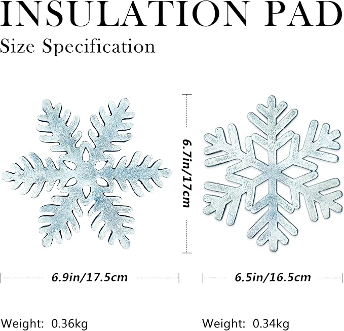 2 Pack Snowflake Metal Trivets, Heat Resistant Cast Iron Trivet, Decorative Christmas Trivets for Holiday & Christmas Decorations for Kitchen