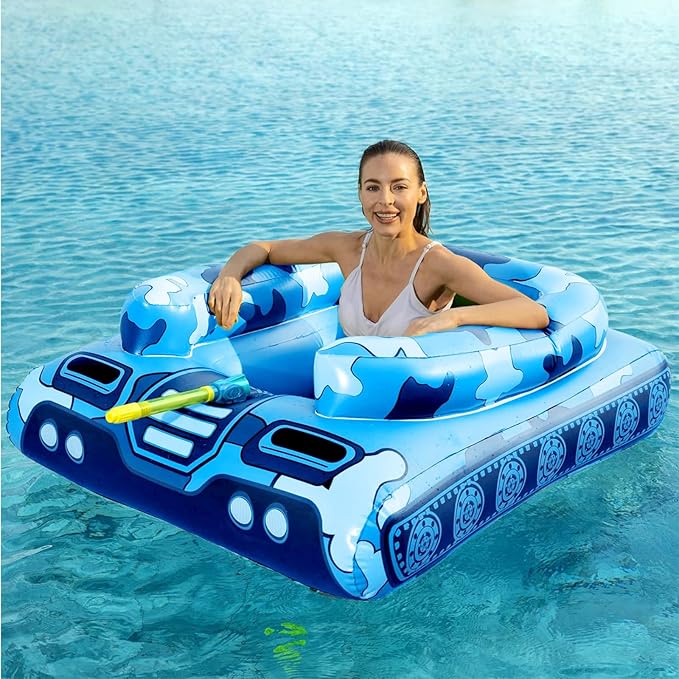 Inflatable Tank Pool Floats Adults - Jasonwell Kids Pool Floaties Swimming Pool Tank with Water Cannon Gun Swim Floaty Rafts Lake Beach Party Pool Toys for Boys Girls Kids Adults