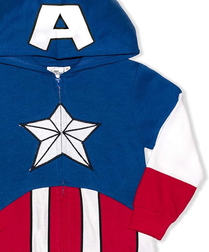 Marvel Avengers Captain America and Spider-Man Boys Zip-Up Hoodie for Toddlers and Big Kids