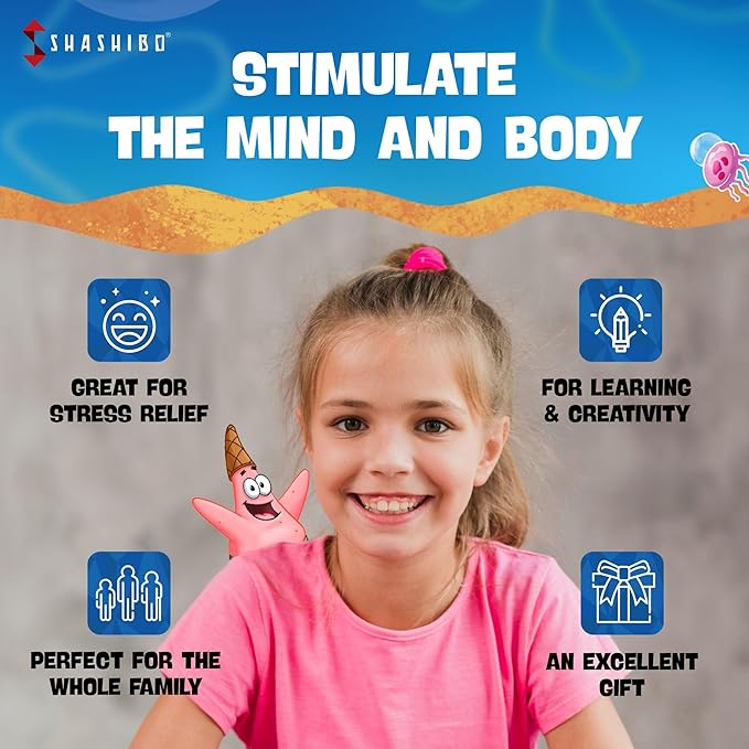 SHASHIBO Spongebob Squarepants Shape Shifting Box - STEM Magnetic Fidget Cube That Transforms Into Over 70 Shapes, Download Fun in Motion Toys Mobile App (Beach Buddies)