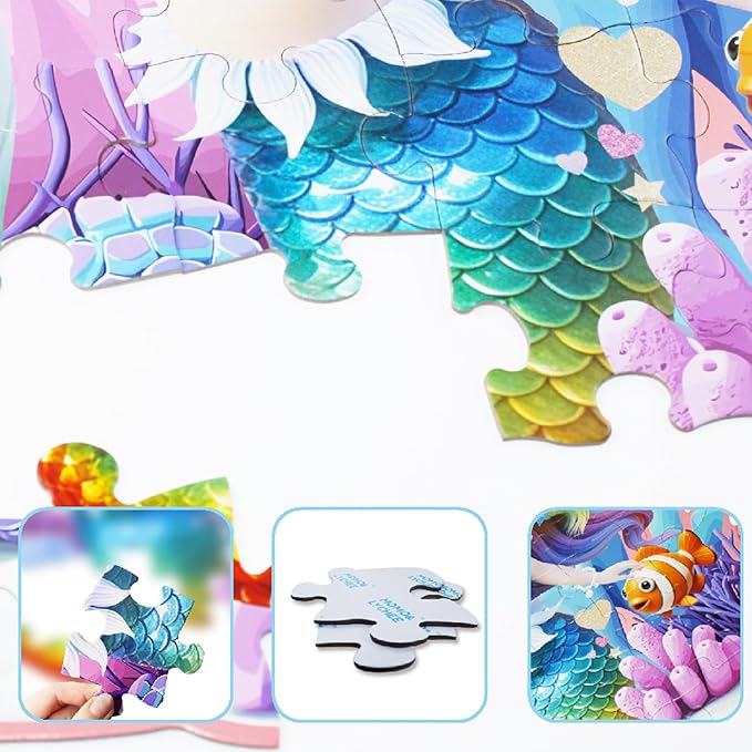 MOMO&LYCHEE Mermaid Floor Puzzles,46 Pieces Jigsaw Puzzles for Kids Ages 4-6,Large Puzzles for Toddler Mermaid Toys for Girls