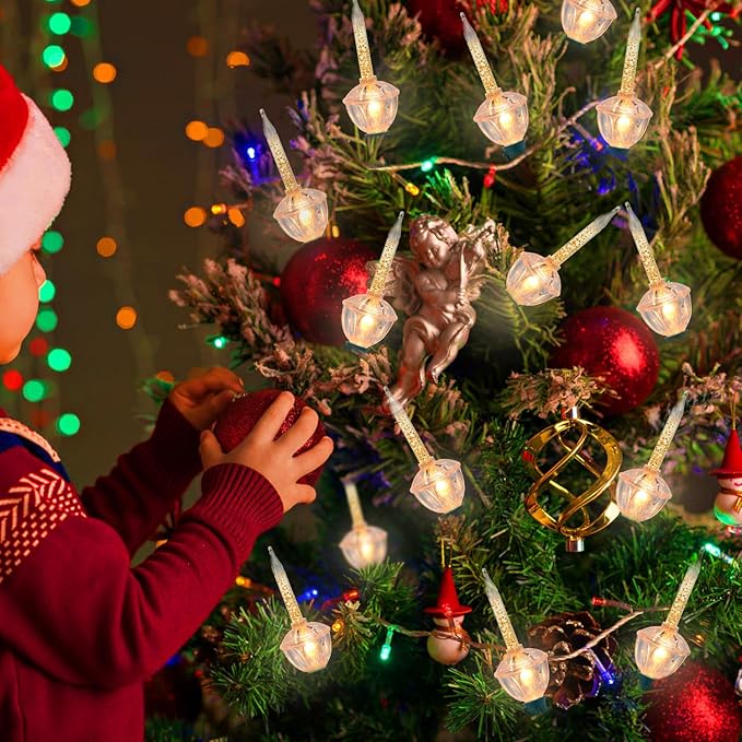 4 Pack Clear Christmas Bubble Lights With Golden Glitter, Vintage Tree Replacement Bulbs & C7 Candle Light for Holiday Home Decor, E12 Base, 5W