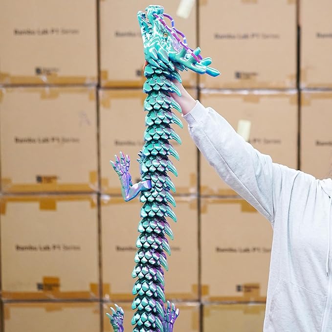 47.3inch Super Large 3D Printed Dragon Models,Flexible Joint Animal lacertid Figurines, 3D Printing Stuff Cheap,Stress Relief, Fidget restlessness, ADHD Toys, Surprise Fantasy Gifts (79inch)