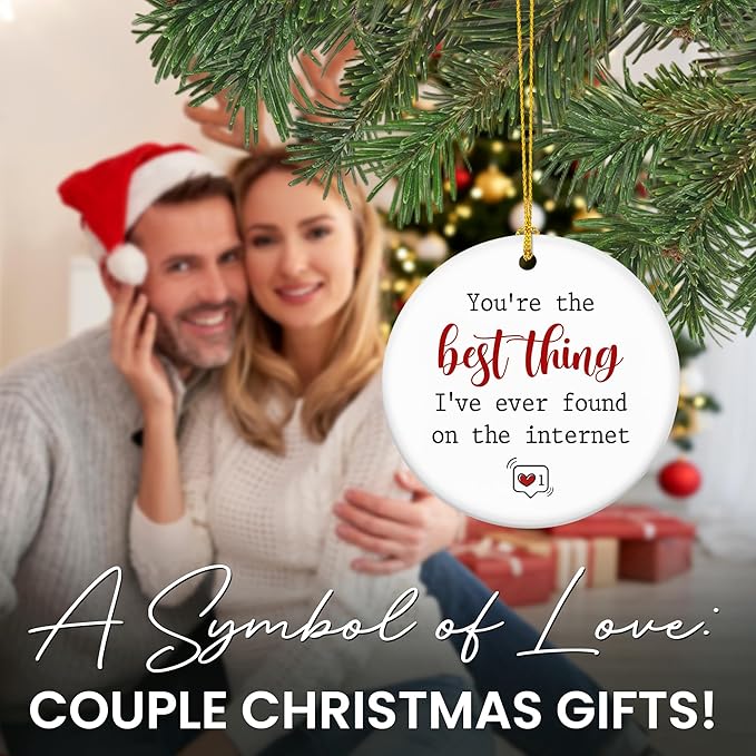 TEEZWONDER Couple Gifts for Men, Women - Christmas Ornaments 2024, Anniversary, Birthday Gifts for Him, Her, Long Distance Relationship Gift for Couples - Christmas Decorations Ceramic Ornaments