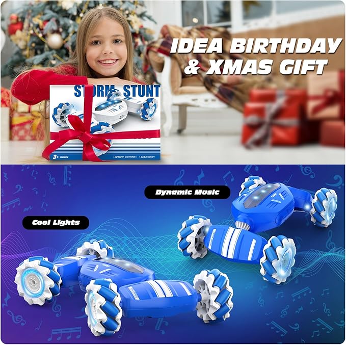 Remote Control Car RC Car, Gesture Sensing RC Stunt Car Boys Toys for 6-8 Years Old, Best Birthday Gifts for Kids, 4WD, 2.4Ghz, 360° Rotating, 2 Control Modes Control Transformer Toys Twist Cars