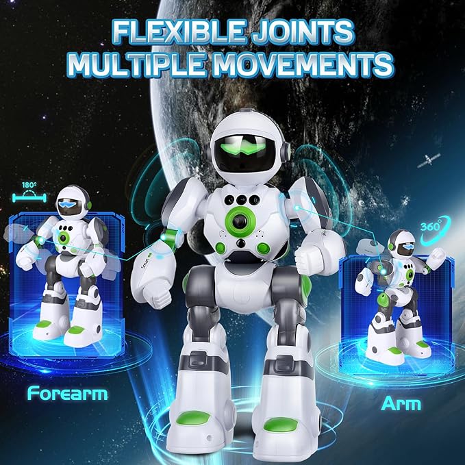 Robot Toys Gift for Kids: Remote Control Robot Programmable with Record Voice Music Dancing Gesture Control, for Toddler Boys and Girls