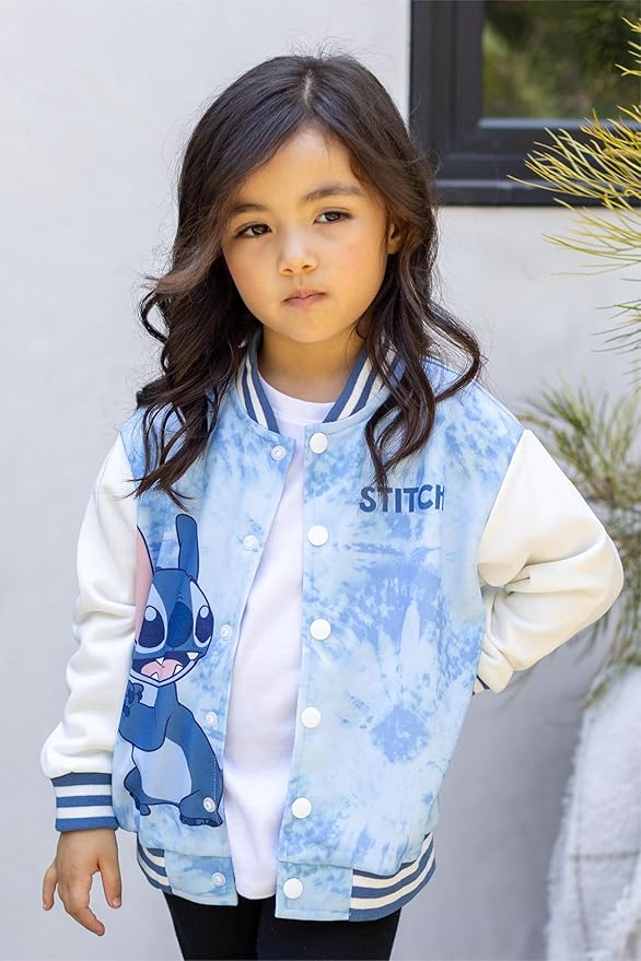 Disney Minnie Mickey Stitch Princess Frozen Elsa Marvel Jacket Lightweight Coat Button up Color Block Sweatshirt 2-14 Years