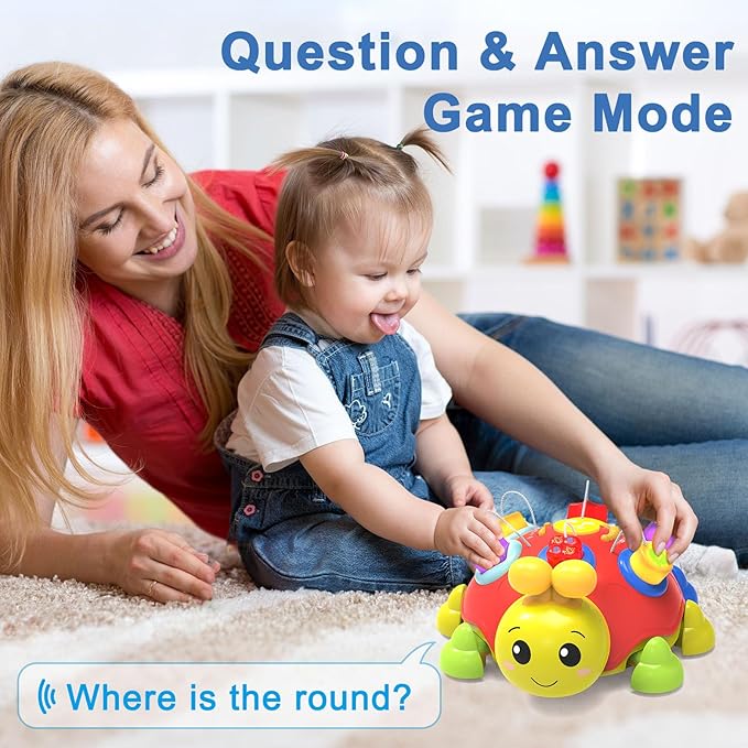 Baby Bilingual Musical Ladybug Crawling Toys,Baby Toys 6-12 Months with Light-up Music, Early Educational Learning Toys, Infant Gift Toys for 7 8 9 10 11 Months 1-2 Years Old Newborn Boys Girls (Red)