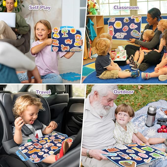 CHEFAN 12 Pack Felt Storyboard Pieces for Toddler, Flannel Board Stories for Preschool Activities, Old McDonald Had a Farm and 11 Other Stories.