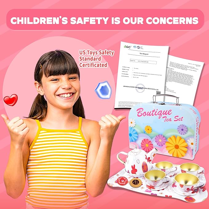 SMILESSKIDDO 15pcs Tea Party Set for Little Girls - Princess Tea Party Sets,Kids Kitchen Pretend Play Toys - Toddler Tea Party Sets for Girl 3-5, Girls Tea Party Set Gift for 3 4 5 6 7 8 Girl (White)