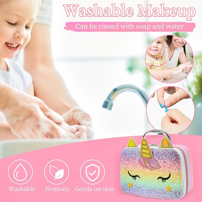 Kids Makeup Kit for Girl - Girls Makeup Kit for Kids, Little Girls Make up Set, Washable Kid Makeup Toy for Toddlers Children Princess, Christmas Birthday Gift for 4 5 6 7 8 9 10 Year Old Girl