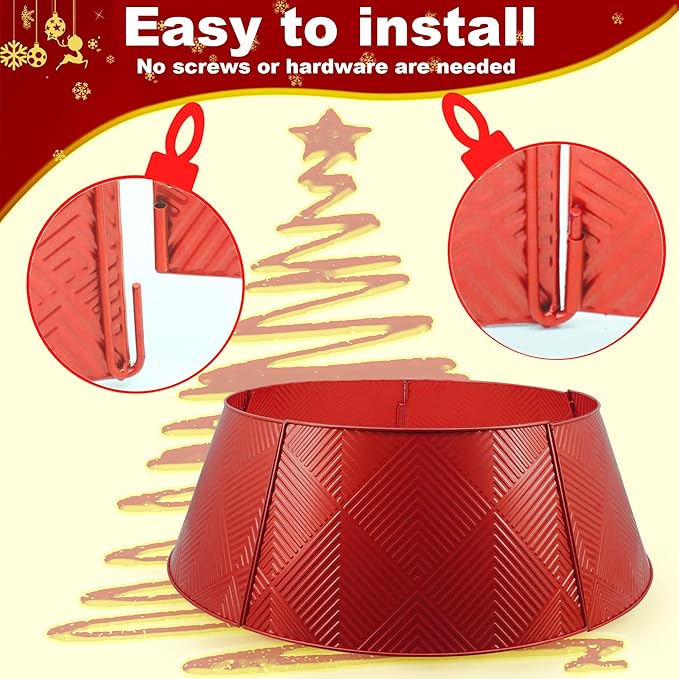 Metal Christmas Tree Collar 28 inch,Voumsil Christmas Tree Ring Collar Stand Cover Real Artificial Trees Indoor Outdoor Decoration